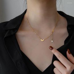 Pendant Necklaces Fashion Light Luxury Gold Peach Heart Temperament Sweater Chain Tassel Zircon Transfer Titanium Steel Necklace For Women