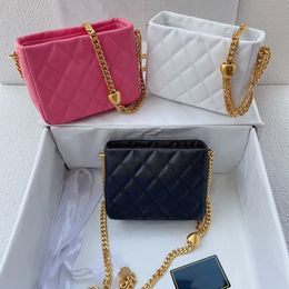 Fashion designer 23P women bag single shoulder bag rhombus pattern caviar material metal LOGO chain luxury messenger bag