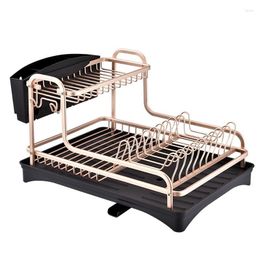 Kitchen Storage Aluminium Alloy Dish Drain Rack Organizer Sink Drainer Knife Fork Container Stand