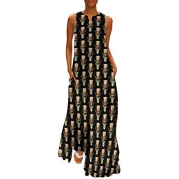 Casual Dresses Steampunk Dress Tri-colour Monocled Skull With Hat Beach Maxi Aesthetic Long Summer V Neck Clothes Big SizeCasual