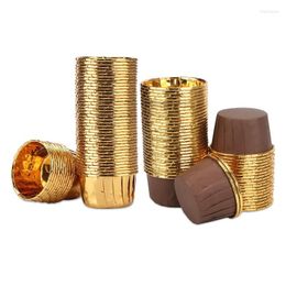 Baking Moulds 100Pcs Aluminum Foil Cupcake Cups Disposable Muffin Liners Tip Pan Gold Brown &