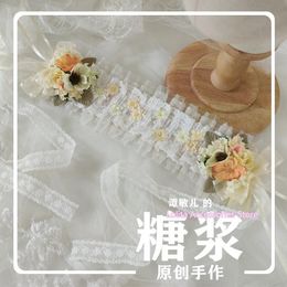 Party Masks Lolita Lace Fairy Hair Band Headwear Cosplay Monica's Garden Light Yellow Retro Flower Wedding Bandage Headband Hairpin