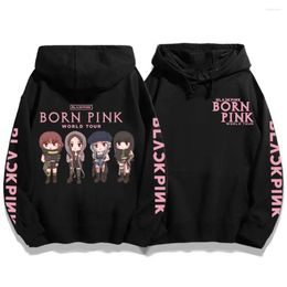 Men's Hoodies Kpop Pink Sweatshirts Cute Graphic Printed Pullovers Long Sleeve Winter Casual Warm Hooded Tops Women Girls