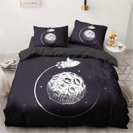 Bedding Sets 3D Cartoon Outer Space Bed Cover Set Black Duvet Covers Full Double King Size 220x230cm Bedroom For Boys Children