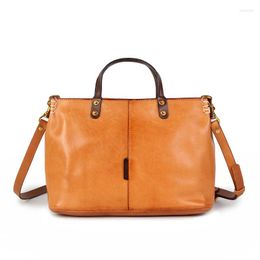 Evening Bags First Layer Veg-taned Genuine Cow Leather Women Handbag Vintage Shoulder Bag Luxury Crossbody Designer