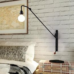 Wall Lamp Black White Retro Loft Industrial Vintage Lamps French Designer Rotating Sconce Lights For Home Decoration