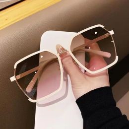 Sunglasses Women Luxury Square For Men Oversized White Tea Original Brand Design Sun Glasses Female Fashion Shades Eyewear ai eyewear