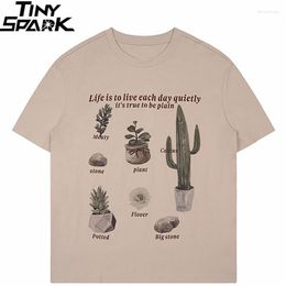 Men's T Shirts Men Streetwear 2023 Tshirt Pot Plant Catus Graphic T-Shirt Harajuku Summer Shirt Short Sleeve Cotton Tops Tees Hip Hop Unisex