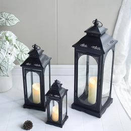 Candle Holders Wedding Nordic Tall Holder Black Glass Halloween Christmas Pillar Centro De Mesa Home Accessories