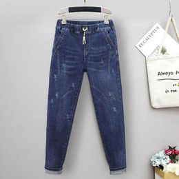 Women's Jeans Oversized Baggy Denim Pants For Women Spring Autumn Elastic High Waist Loose Harem Trousers Casual Female Size L-6XL