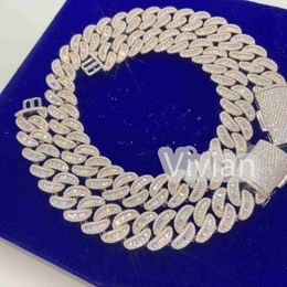 Sterling Silver S925 Diamond Chain Fine Jewelry Miami Vvs Moissanite Miami Cuban Link Chain Luxury Necklace