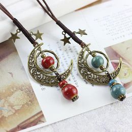 Pendant Necklaces Simple Fashion Moon Star Necklace For Women Long Sweater Chain Female Ethnic Accessories