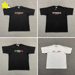 Men's T-Shirts Vetements T Shirts Men's Clothes Black White Poland Flag Heavy Fabric VTM Oversized Casual Short Sleeve Think Globally Embroider G230303