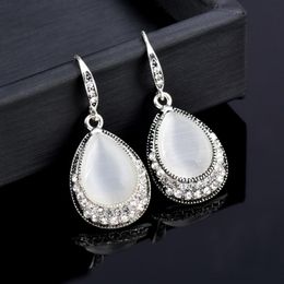 Dangle Earrings & Chandelier Vintage Teardrop Grey Black OPAL With Inlaid Rhinestone Pendant Drop For Women Wedding Party Jewellery 527 KO1Dan