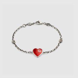 60% OFF 2023 New Luxury High Quality Fashion Jewellery for New Double Sterling Silver Red Bracelet Adjustable Heart Hand Jewellery Gift