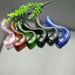 Smoking Pipes Thickened pipe with coloured curved handle Glass Bongs Glass Smoking Pipe