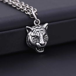 Fashion Collection 2023 New Luxury High Quality Fashion Jewelry for family men's Sterling Silver Necklace temperament wolf king totem Tiger Gift Zodiac Sign