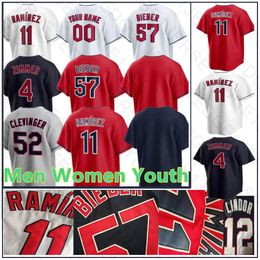 Cleveland Jose Ramirez 2023 Baseball Jersey Indians Roberto Perez Shane Bieber Franmil Reyes Oscar Mercado Bobby Bradley Amed Rosario Stitched Custom Men Women