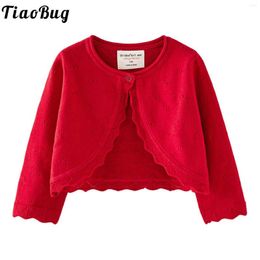 Jackets Baby Girl O-neck Solid Colour Pretty Cardigan Long Sleeve Match With Party Dress Princess For Wedding Birthday