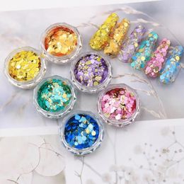 Nail Art Decorations 6 Boxes/Set Of Laser Gilt Round Hexagonal Size Mixed Glitter Sequins DIY Charm Pigment Flake Gel