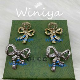 95% OFF 2023 New Luxury High Quality Fashion Jewellery for new diamond studded Bow Earrings cold style Personalised earrings