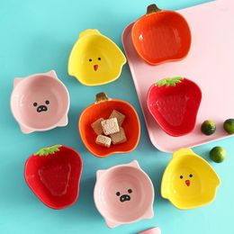 Bowls Creative Fruit Vegetable Animal Model Cartoon Child Ceramic Dishes Tableware Dessert Plate Salad Bowl Breakfast Disc Kids Saucer