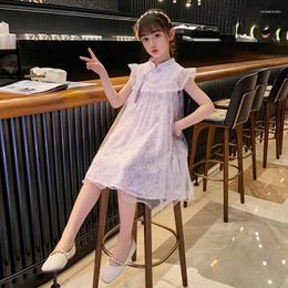 Ethnic Clothing Girls' Hanfu Dress 2023 Children's Foreign Summer Big Cheongsam Delicate Princess