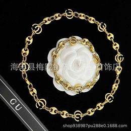 High quality luxury jewelry Gold Chain Fried Dough Twists Thread Necklace Ancient Hollow Bracelet Make Old Personalized Men's and Women's