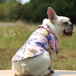 Dog Apparel Clothes Summer Beach Camp Pet Hawaiian Shirts Vest Clothing Floral T-Shirt Soft Pineapple Printed Shirt For Dogs Cats