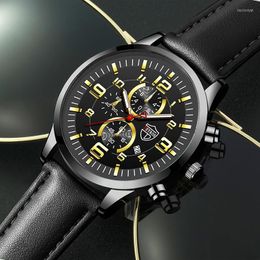 Wristwatches Casual Wrist Watches For Men Leather Sports Vintage Watch Mens Luminous Wristwatch Calendar Clock Gifts Boyfriend