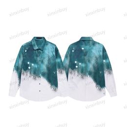 xinxinbuy Men designer Tee t shirt 23ss splash-ink Star Blue long sleeve cotton women Black White blue S-2XL