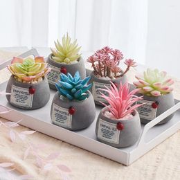 Decorative Flowers Potted Succulents Plants Ceramics Mini Bonsai With Pots Cement Artificial Flower Fake For Wedding Garden Home