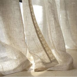 Curtain Natural Nostalgic Linen Tulle Curtains Flax Material Wire Netting Gauze Sitting Room Balcony Window Shade Home
