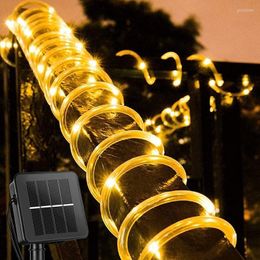 Strings LED Tube Light 8 Modes Solar Powered String Rope Lights Waterproof For Garden Patio Fence Balcony Yard Tree Decoration Lighting