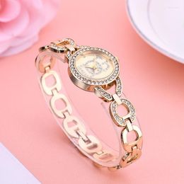 Wristwatches Fashion Rose Gold Diamond Trend Ladies Watch Small Dial Strap Bracelet GiftWristwatches Hect22