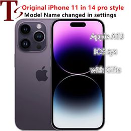 100% Apple オリジナル iPhone 11 の iPhone 14 プロスタイル電話、14pro ボックスでロック解除、4G RAM 64GB/128GB ROM スマートフォン