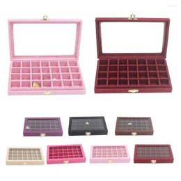 Jewellery Pouches 28 Grids Mini Container With Glass Ring Earrings Necklace Pendants Display Organiser Box Tray Holder Storage Cases