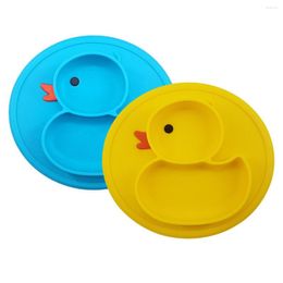 Bowls Cute Dinner Plate Duck Silicone Household Tableware For Kids Yellow Blue