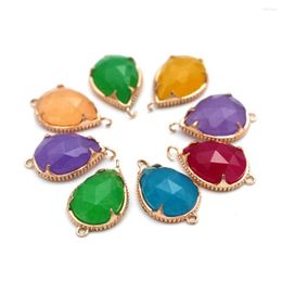 Pendant Necklaces 10pcs Faceted Teardrop Natural Green Blue Purple Jade Stone Connectors For DIY Fashion Bracelet Earrings Jewellery Making