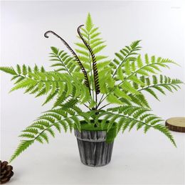 Decorative Flowers 9 Heads Fake Plastic Plants Artificial Fern Bouquet Palm Leaves Green Home Decor YYY8104