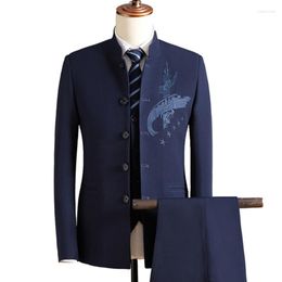 Men's Suits Suit Pants Vest 3 Pieces Sets / 2023 Fashion Men's Casual Boutique Business Dress Blazers Jacket Coat Trousers Waistcoat