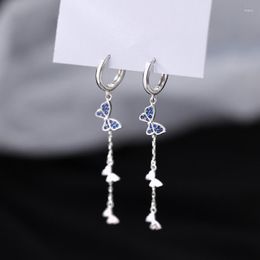 Dangle Earrings Thin Strip Tassel Chains Silver Color Dangling Long Hanging For Women Butterfly Hanger Jewelry Accessories
