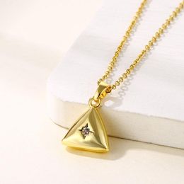 Chains ANENJERY 316L Stainless Steel Zircon Triangle Necklace For Women Punk Simple Geometric Clavicle Chain Statement