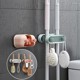 Hooks Mop Clip Hook Self-adhesive Household Wall Mounted Shelf Storage Brush Broom Hanger Organiser Holder Bathroom Accessories