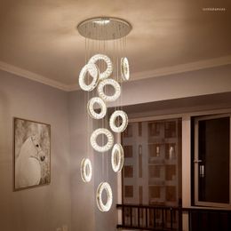 Chandeliers Luxury Modern Crystal Chandelier For Staircase Long Villa Hallway Hanging Led Cristal Lamp Large Home Decor Light Fixture