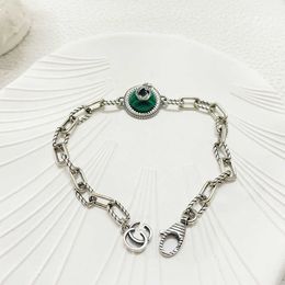 70% OFF 2023 New Luxury High Quality Fashion Jewellery for Silver Malachite Bracelet double twisted hand ornament hip hop gift high version