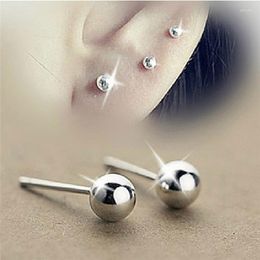 Stud Earrings Unisex Pure 925 Sterling Silver 3mm / 4mm /5mm 6mm Small Ball Anti-allergic Piercing Fine Costume Jewellery BijouxStudStud Effi2