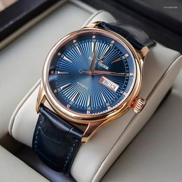 Wristwatches Reef Tiger/RT 2023 Dress Brand Men Mechanical Watches Date Rose Gold Automatic Watch Sapphire Glass Waterproof