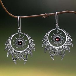 Dangle Earrings & Chandelier Retro Hinduism Shiva Fire Exaggerated Statement Silver Colour Drop India Tribal Egypt Nepal Gypsy JewelryDangle