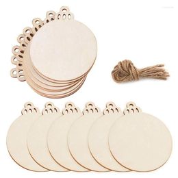 Christmas Decorations 100Pcs Natural Wood Slices 3.5 Inch DIY Wooden Ornaments Unfinished Predrilled Circles For Crafts Centerpieces H